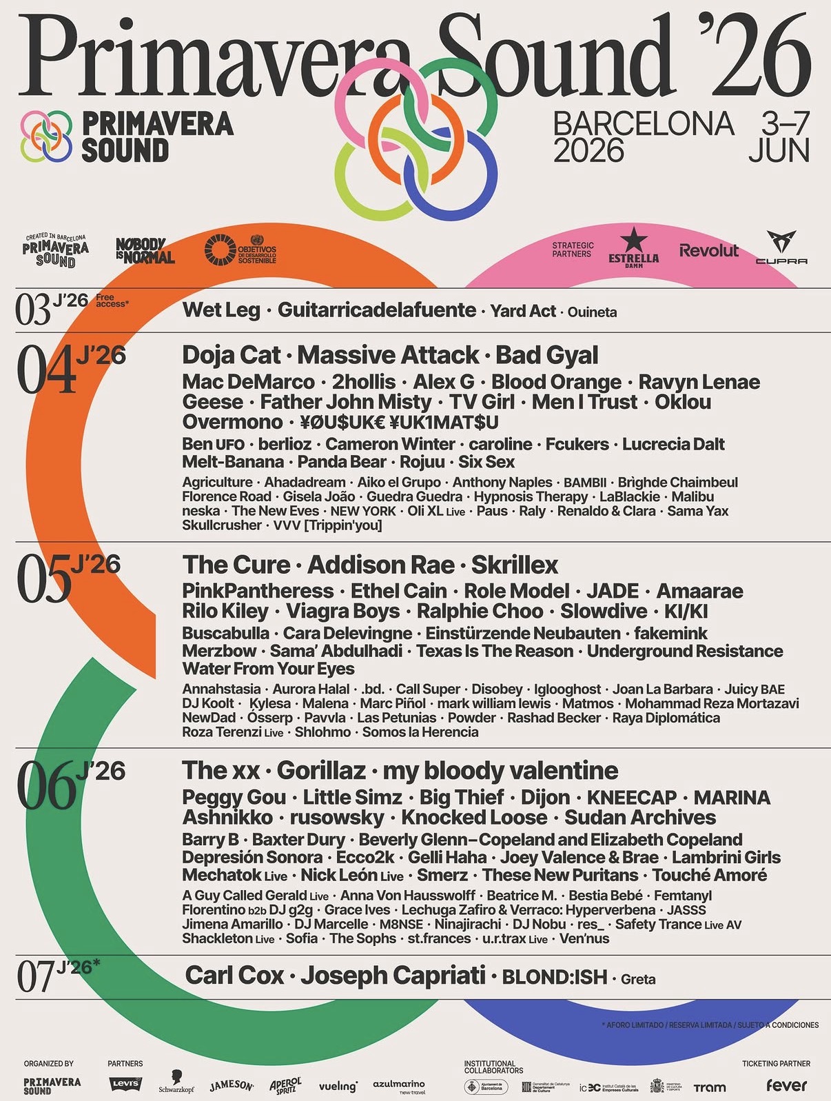 PRIMAVERA SOUND BARCELONA 2026: FROM ESTABLISHED ICONS TO RISING MUSIC STARS